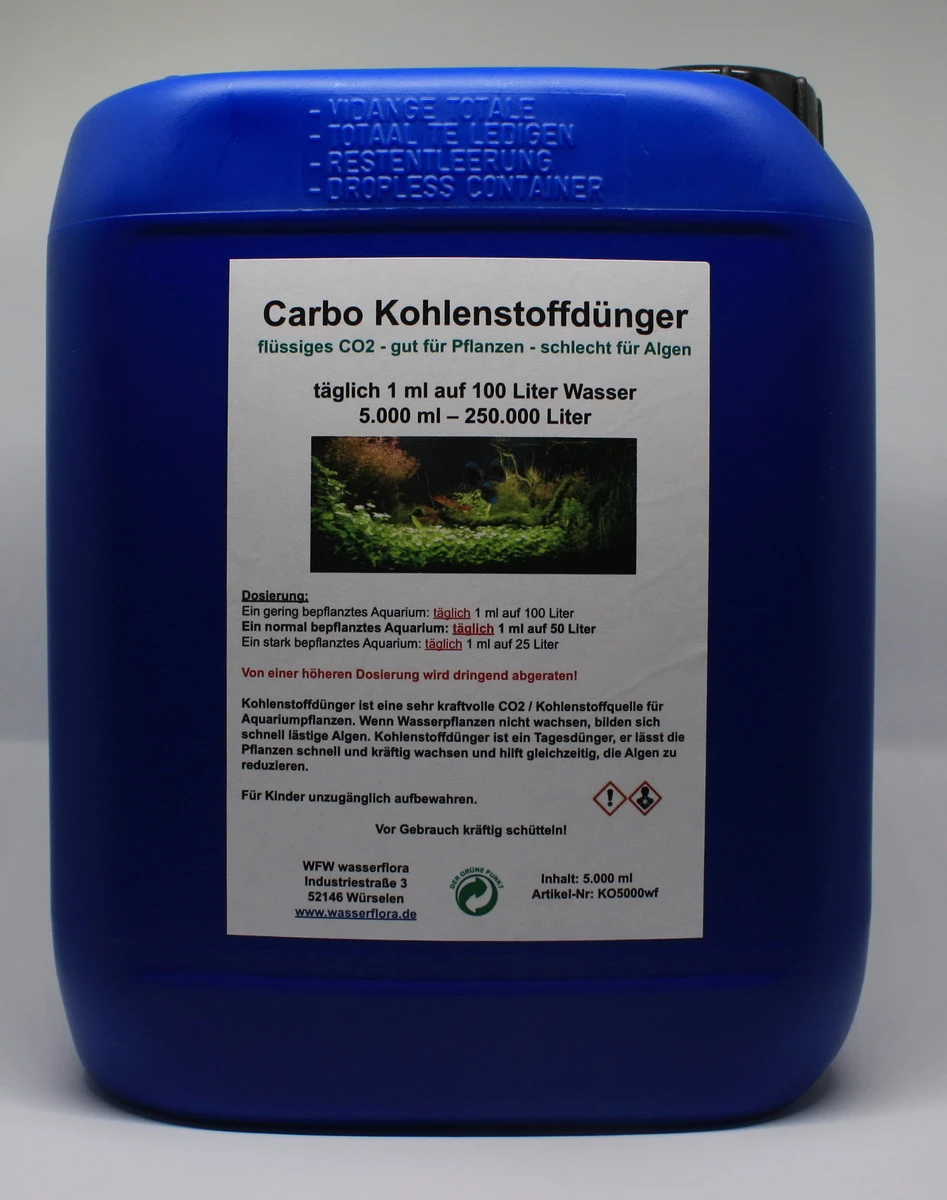 5 Liter Kanister Carbo Kohlenstoffdünger Für 250.000 Liter Wasser, Flüssiges CO2 - Gut Für Pflanzen - Schlecht Für Algen 3 5 Liter Kanister Carbo Kohlenstoffdünger Für 250.000 Liter Wasser, Flüssiges CO2 - Gut Für Pflanzen - Schlecht Für Algen